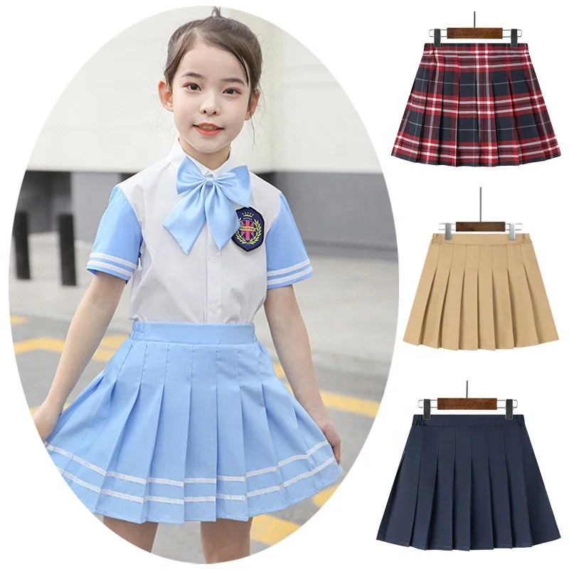 School Girls Skirts Japanese Kids Uniforms Student Pleated Skort Tartan Skater Outfits Cheerleading Clothes Plaid Mini Skirt