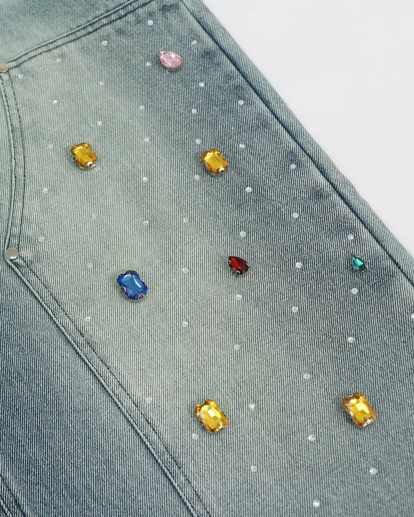 Designer Distressed Straight Acid Wash Baggy Cargo Jeans Unisex Wide Leg Pants Rhinestone Double Knee Denim Carpenter Pants Men