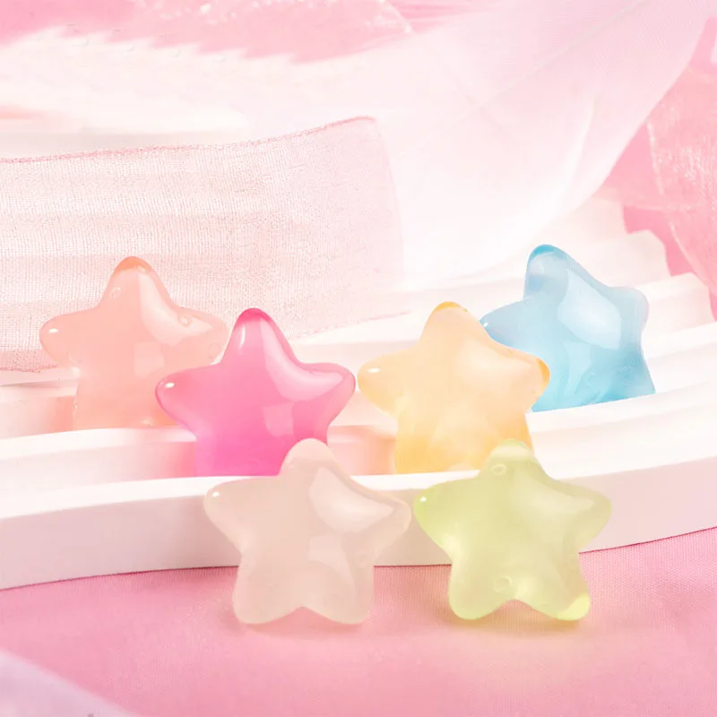 Wholesale Cute Fluorescence Star Heart Resin Pendant Charms For home decoration Girls Jewelry Making