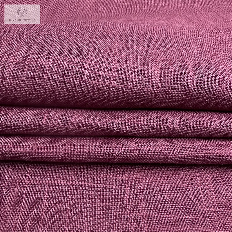 Mindun Linen/cotton/viscose Fabric In Stock Hot Selling Hemp 224gsm Soft Yarn Dyed Slub Linen Shirting Fabric Fabric
