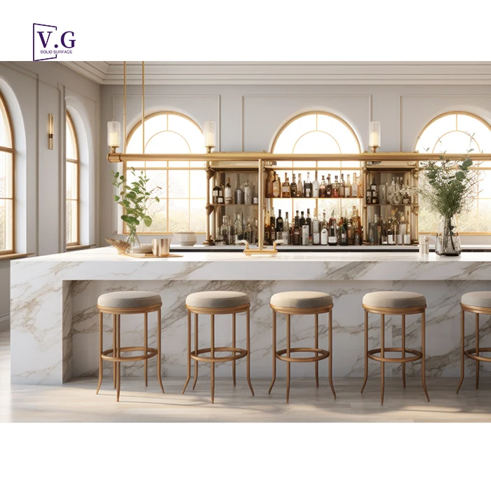 customize best luxury restaurant bar counter solid surface marble semi circle bar counter cafe bar counter design