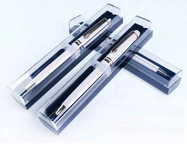 Рекламная подарочная упаковка для ручек с логотипом на заказ прозрачная пластиковая коробка