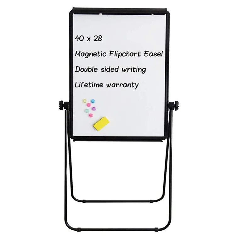 Black Frame Portable Whiteboard Height Adjustable Flipchart Easel Office Presentation Board
