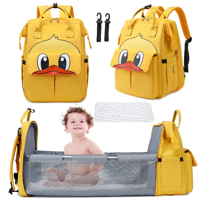 Waterproof fashion wet mom nappy mummy bags reusable wet portable 3 in 1 baby sleeping diaper bag backpack with changing station