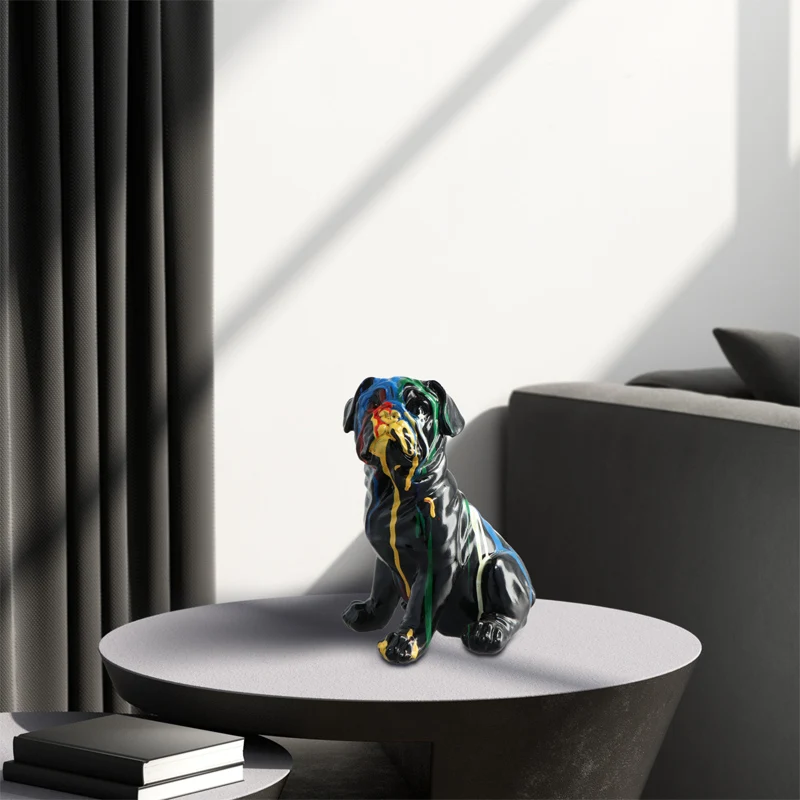 New product Customized Splashing Ink Painted stock life Size Animal Resin Dog Statues