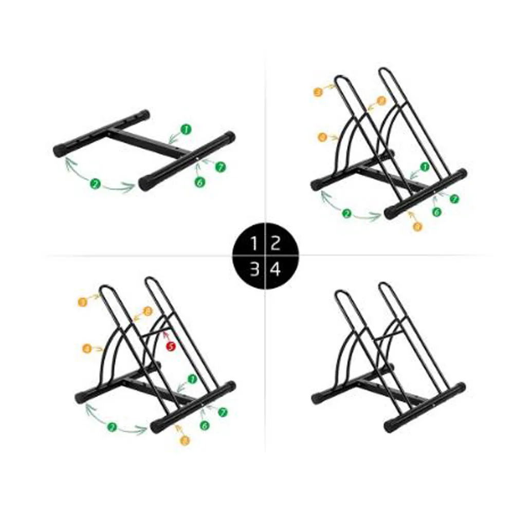 Bike Stand Cycling Rack Floor Storage Organizer for 2 Bikes