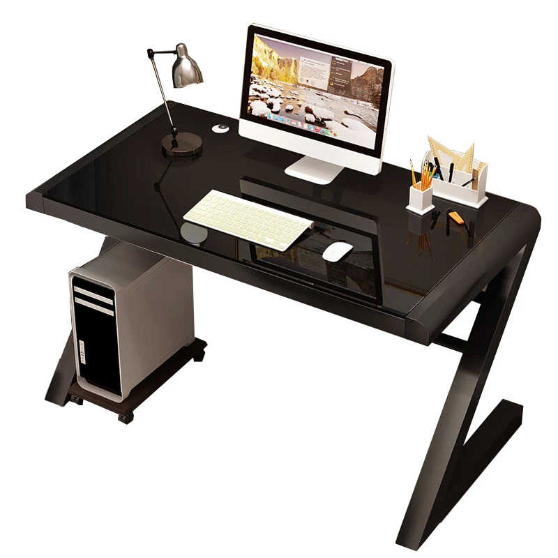 
New Design Glass Panel White Study Metal Leg Home Computer Standing Desk 