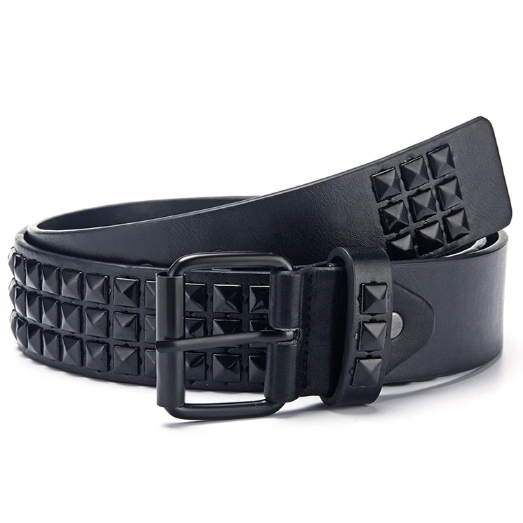 Best Seller Rivet Metal Square Bead Men Women Pyramid Belt European American Punk Jeans Belt