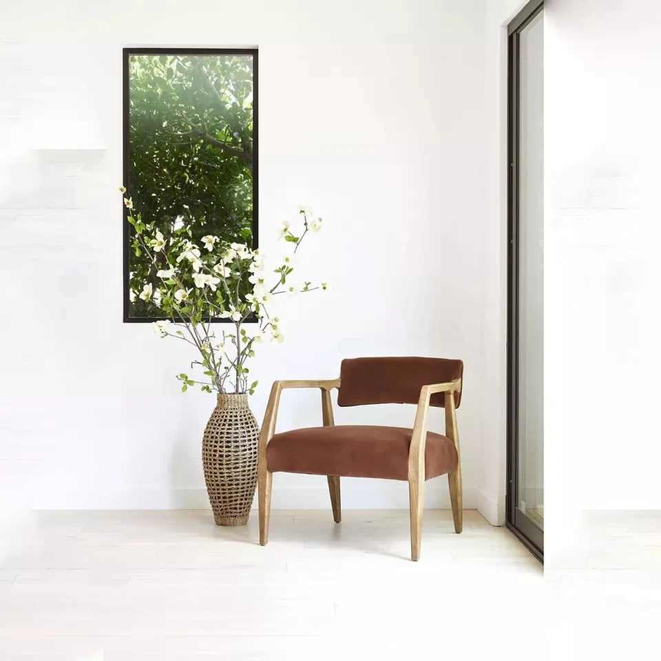 Modern Simple Velvet Luxury Accent Leather Upholstered Armchairs For dining Room Chair