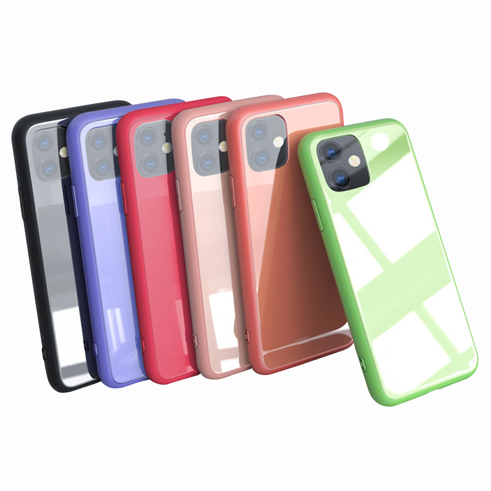 Противоосколочная особенность и силиконовая рамка для iPhone 11 Совместимая модель телефона закаленное стекло