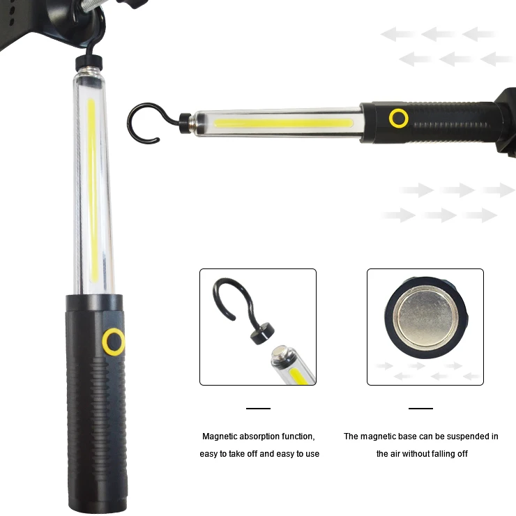 3 Modes LED Rechargeable USB Torch COB Flashlight with Detachable Magnetic Hook