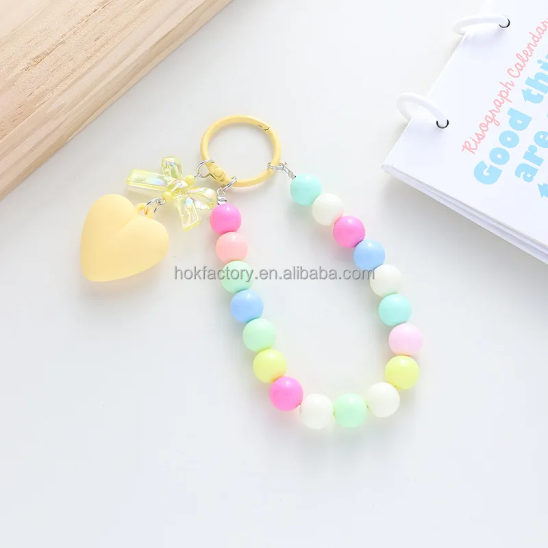 Fashion Girl Acrylic Phone Strap Mobile Phone Beads Wrist Strap Phone Chain Strap Beaded Lanyard Wrist Charm Bracelet
