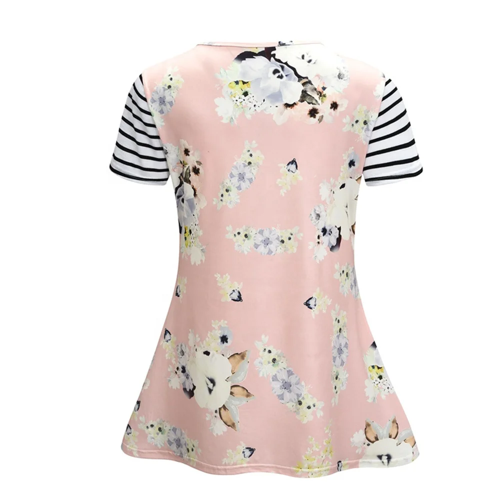 Женский топ для кормящих матерей одежда с цветочным принтом Футболка с коротким длинным рукавом для грудного вскармливания