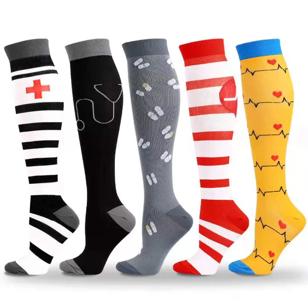Compression Unisex Socks For Women Men Circulation Compression Socks Knee High Best For Running Nurse Travel Cycling Diabetes