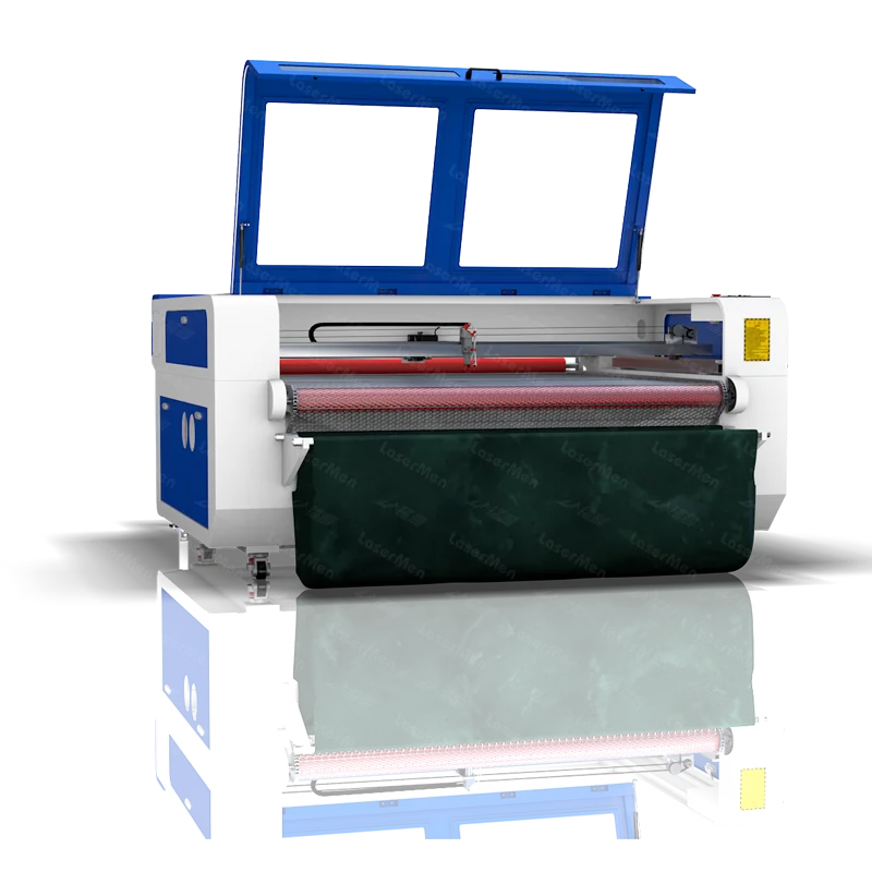 LaserMen CO2 Fabric laser cutting machine for 1600 width roll fabric cutting with fast speed