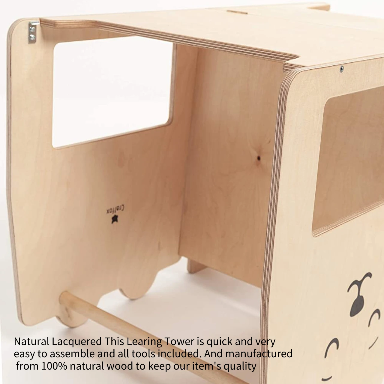 Foldable Wooden Montessori Learning Tower with Blackboard for Toddlers, Baby Kitchen Helper Convertible Step Stool