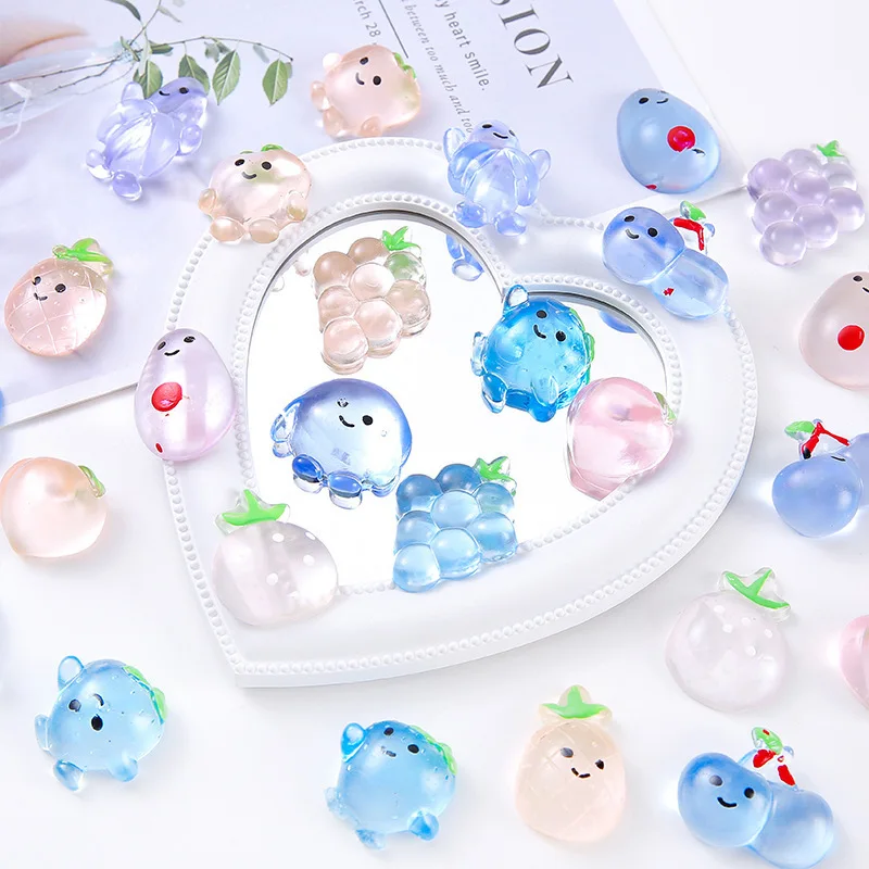 Mini Transparent Crystal Fruit Animal Mochi Toy Squishies Ball Soft Stress Relief Squeeze Toys Kid Gifts Decor(Style Randomly)