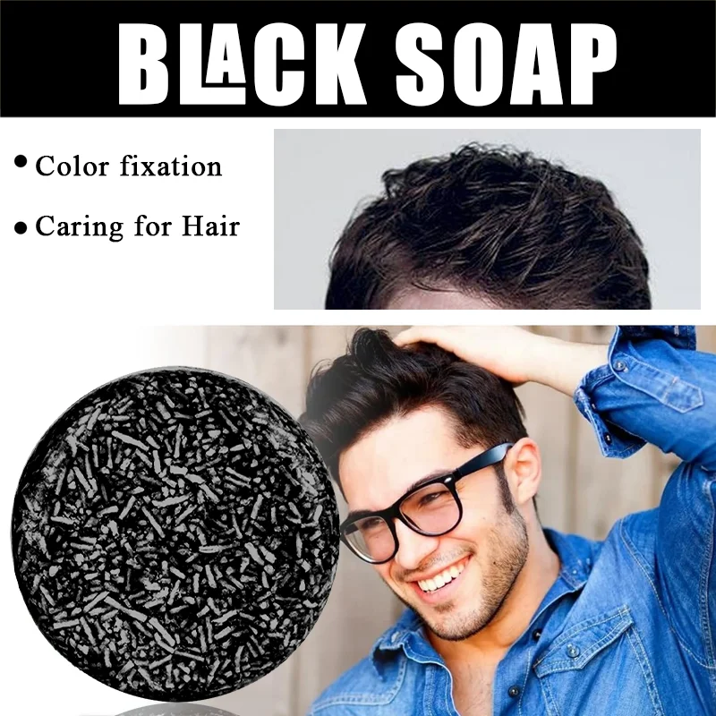 Bamboo charcoal shampoo soap oil control fluffy black hair bamboo charcoal shampoo soap, jet black and shiny hair