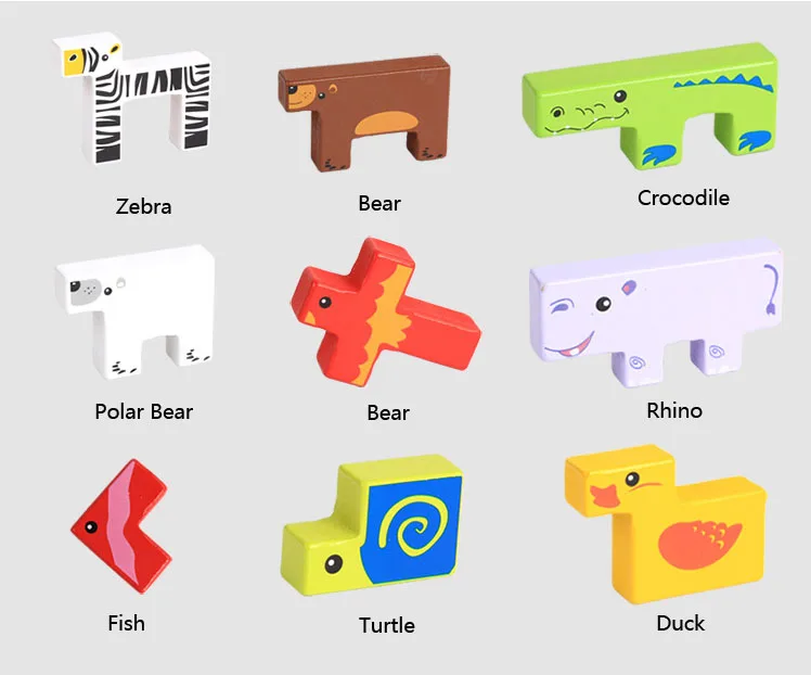 
Children educational toys creative new animal 3D building blocks wooden puzzles baby toys 