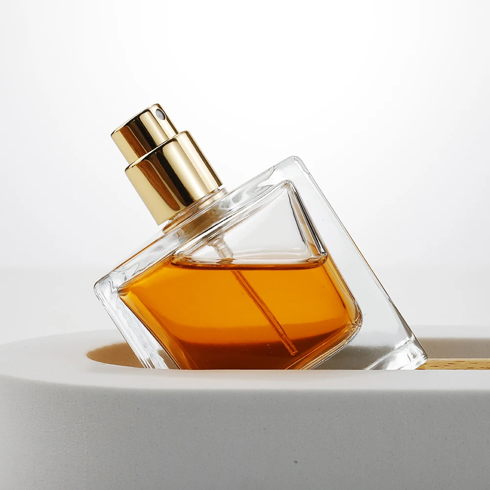 Perfume Bottle Manufacturer 50ml 100ml Fragrance Rectangle Glass Bottles with sprayer and Cap