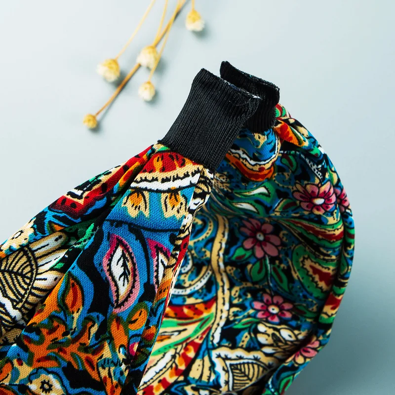 Богемные модные тканевые художественные повязки на голову с принтом Креста повязка для волос для девушек женские аксессуары для волос