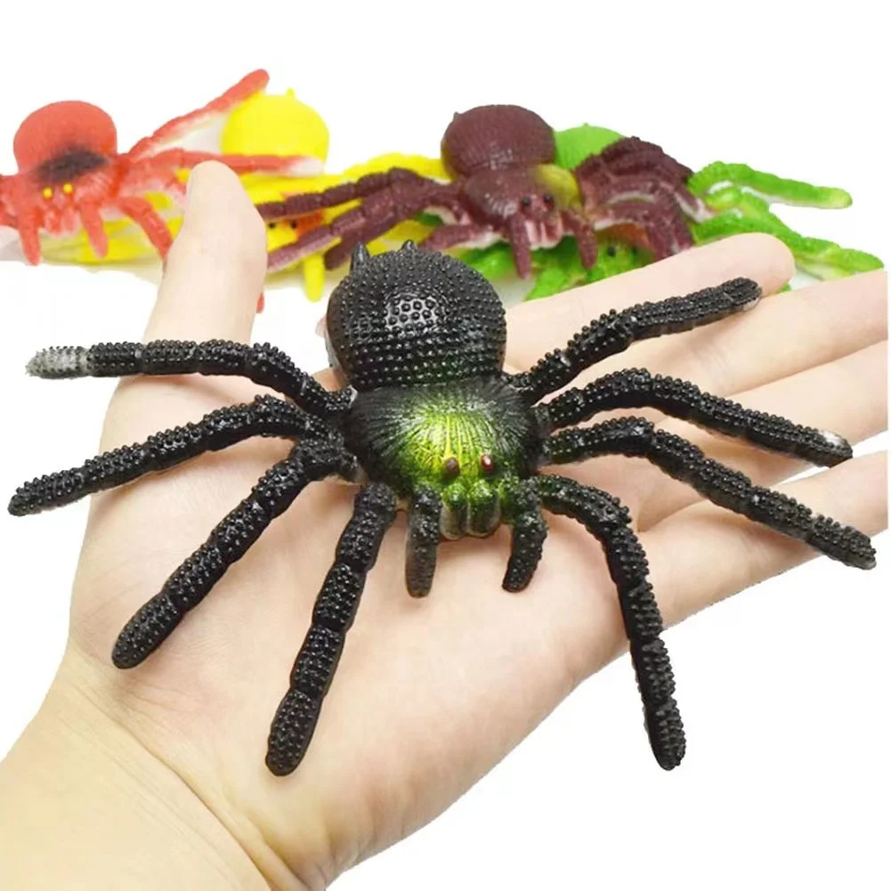Wholesales TPR Super Stretchy Realistic Colorful Rubber Spiders Toys Party Plastic Rubber Spider Toy