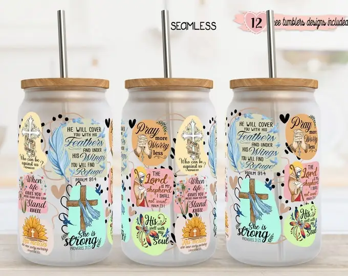 Cute Dog UV DTF Cup Wrap Transfers Ready To Transfer UV DTF Cup Wraps For 16oz 20oz Libbey Glass Cups Tumblers