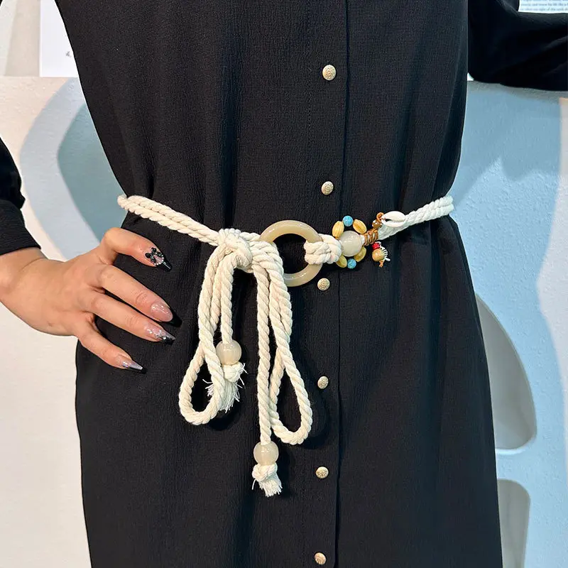 Customized Women Waist Rope Woven Hemp Rope Waist Chain Thin Waist Belt For Clothing Accessory