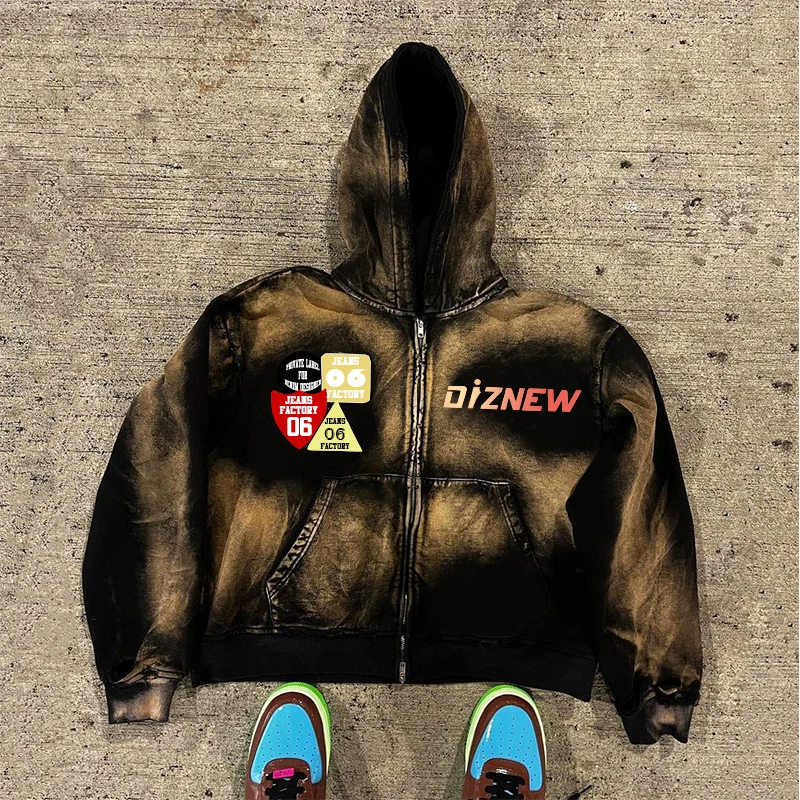 DiZNEW Black hoodie OEM wholesale high quality tie dye designer 420 gsm baggy hoodie Men