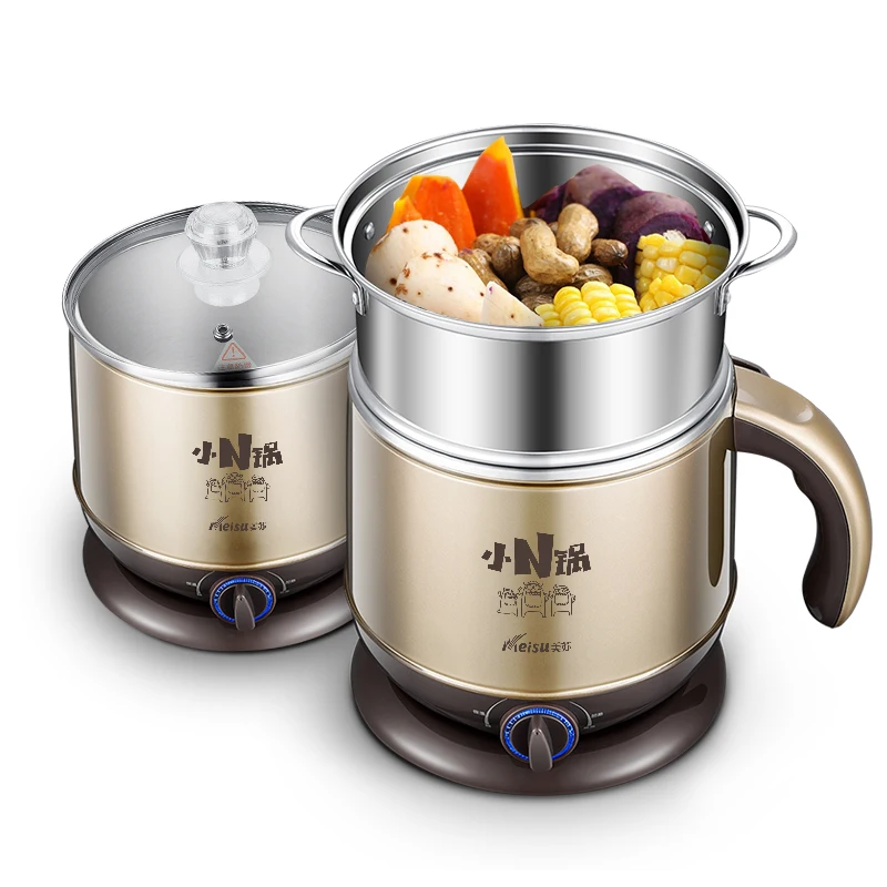 1.8 litre small portable household electric cooker convenient skillet stainless steel with tempered glass