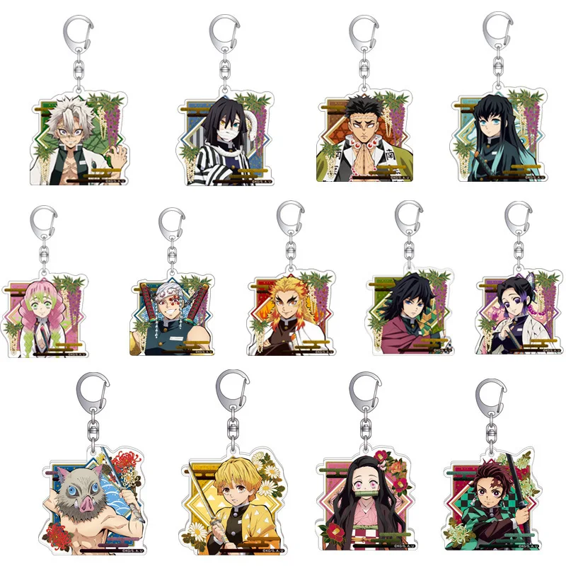 Japan Cartoon Transparent Anime Key Chain Demon Slayer Kimets Kamado Nezuko Keychain Anime Cartoon Acrylic Keychain