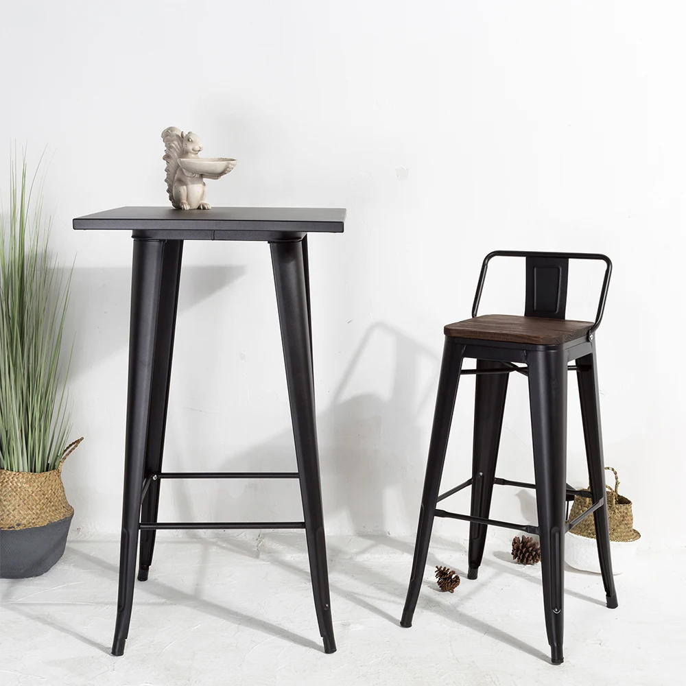 Wholesale armrest vintage iron kitchen bar stool high bar chair for counter