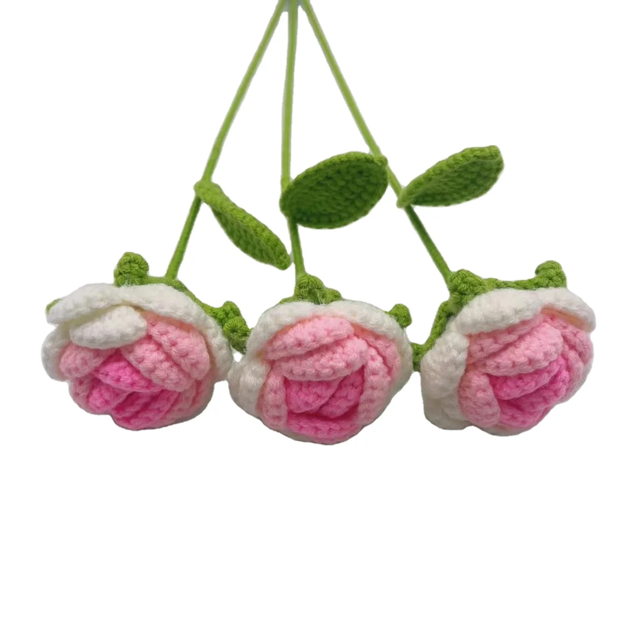 Rose Wholesales colored handmade crocheted flowers Lovely Sunflower Tulip Rose Daisy Home Office Car Decoration Crochet Flowers