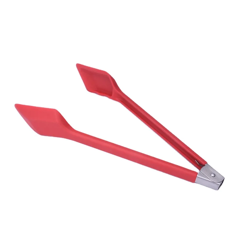 silicone kitchen food tong for spaghetti salad toast barbecue bbq meat long flat tongs tool