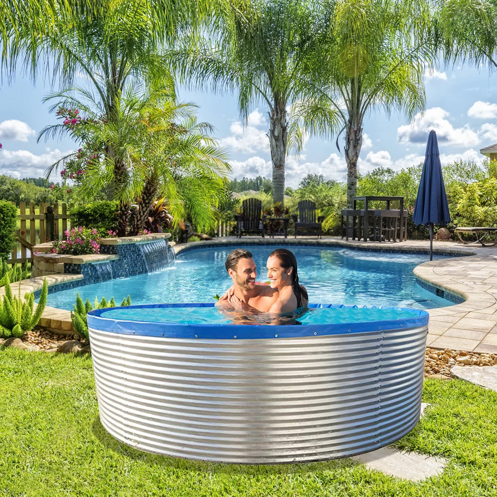 Customizable Size Round Galvanized Sheet Outdoor Swimming Above Ground Pools Galvanized Steel Sheets Corrugated SPA Pool