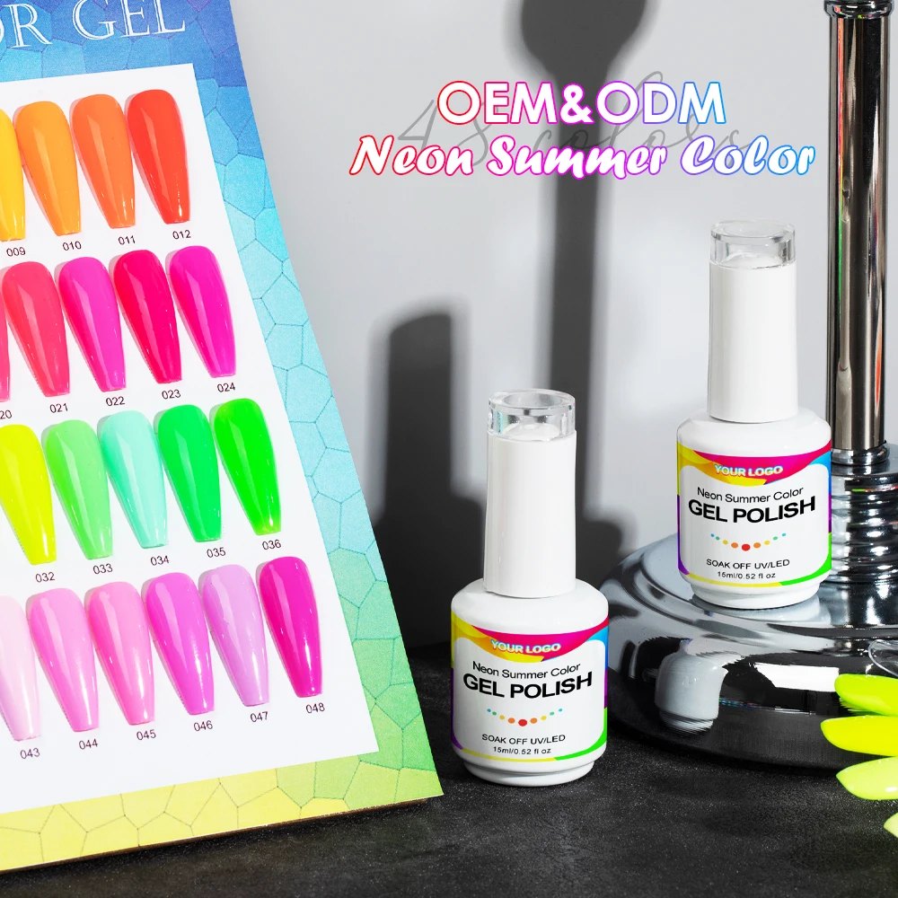 15ml Neon Colorful Long Lasting Gel Nail Polish Neon Summer Color Soak Off Uv Gel Nail Polish