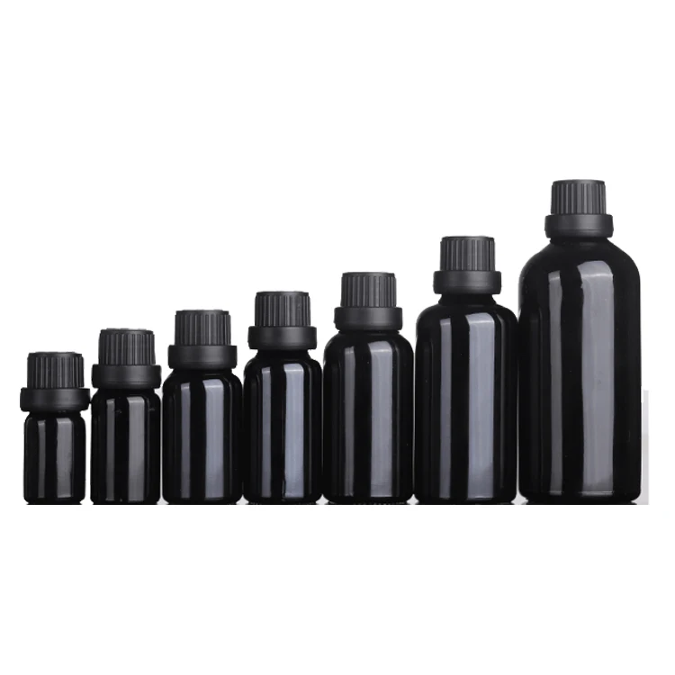 OEM High Quality 5ml 10ml 30ml 50ml 100ml Spray Pump Dropper Bottle Round Shading Black Glass Bottle Used for essential oils