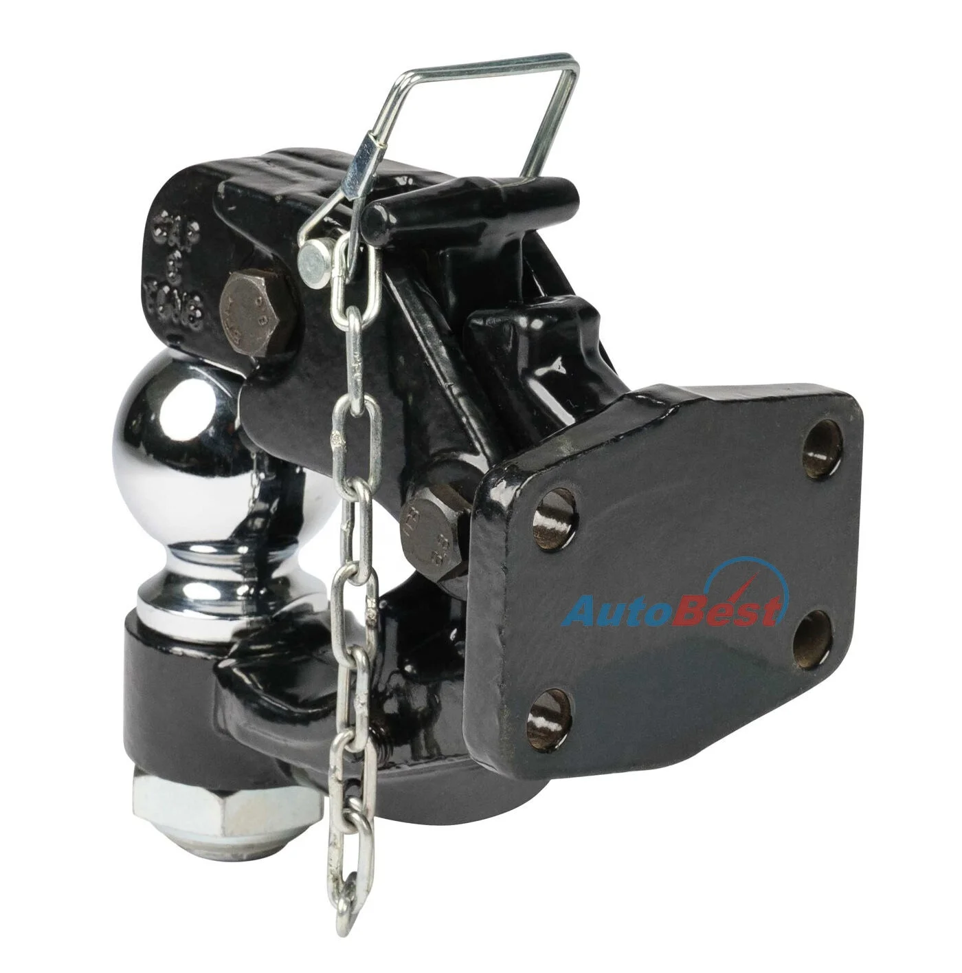 HEAVY DUTY HITCH PINTLE HOOK TRAILER TOW PINTLE HOOK  WITH CHROME BALL FOR  TOWBALL HITCH RECEIVER