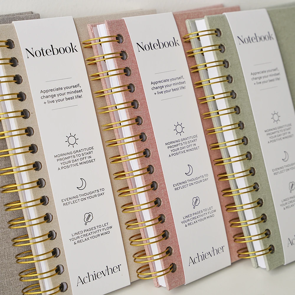 Wholesale Promotion Thick Logo Hardcover Spiral Linen Custom Journal Diary Gift Unique Notebook