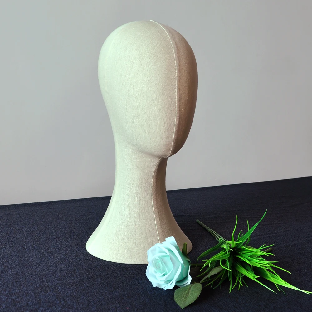 Pin Foam Styrofoam Mannequin Head Canvas Linen Fabric Cover Training Mannequin Head Pin for Wigs