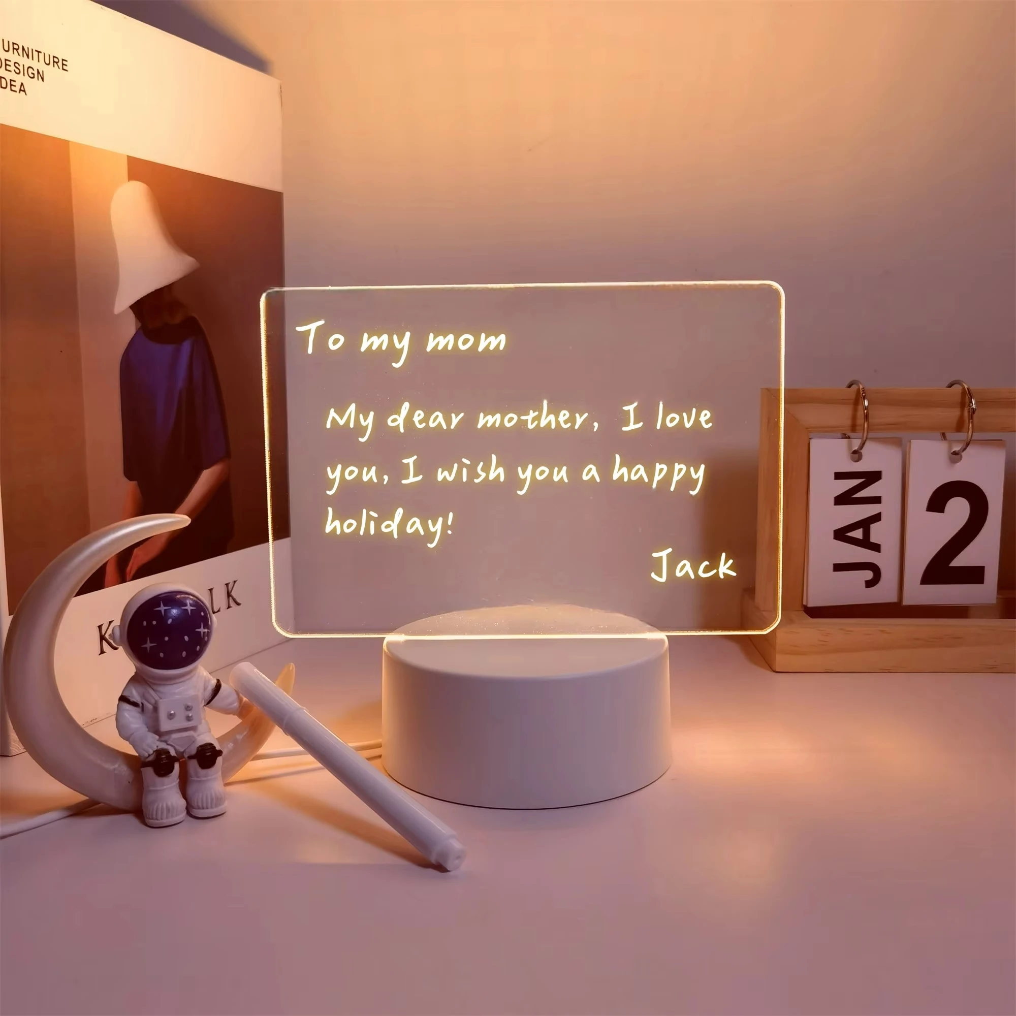 2024 Hot Deals Erasable Writing Board Creative Diy Rgb Led Memo Message Luminous Note Acrylic Writing Board Light