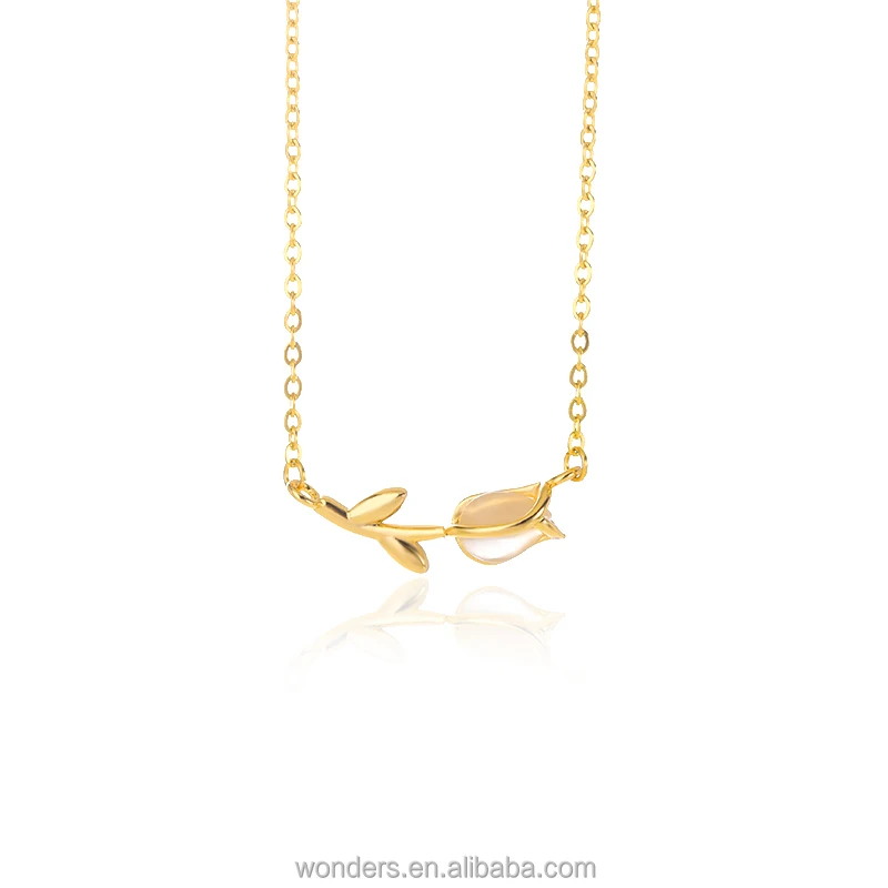 2022 New Tulip Birthday Lily Flower May Necklace Hawaiian Necklace Flower Pendant Gold Plated For Women Colar