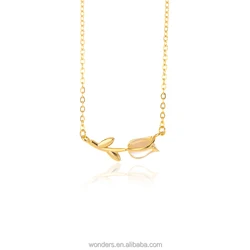 2022 New Tulip Birthday Lily Flower May Necklace Hawaiian Necklace Flower Pendant Gold Plated For Women Colar
