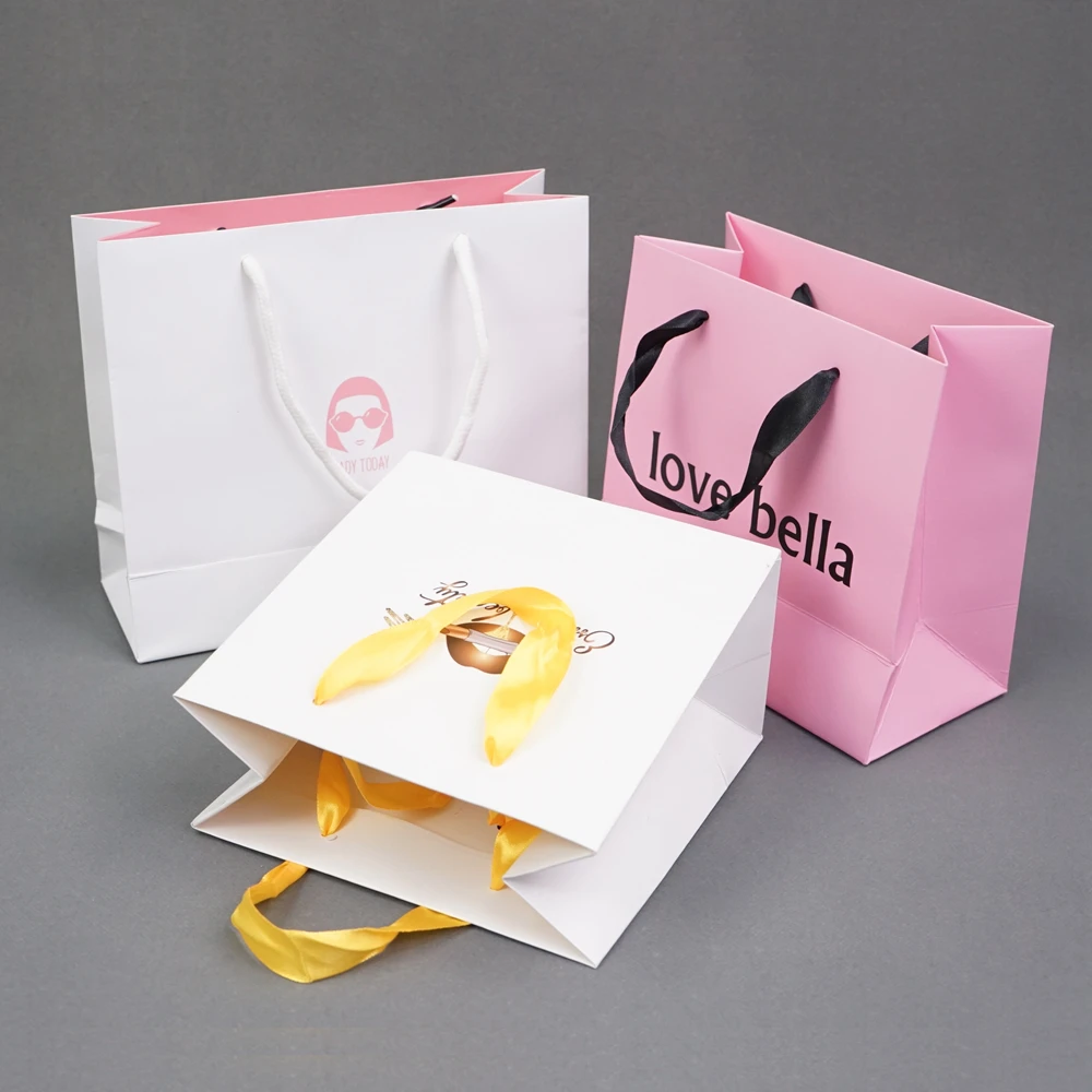 Custom Printed Personalized Color Gift Shopping Craft Packaging Paper Bags with Logos