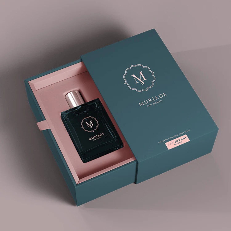 Custom Logo Perfume Box Paper Gold Foil Essential Oil Luxury Perfume Present Packaging Box Square Drawer Gift Box