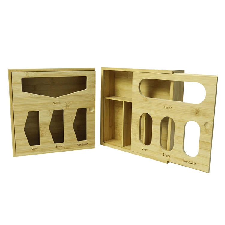 Premium Drawer Organizer for Food Storage Bag Bamboo Sandwich Ziplock Bag Organizer Storage Box