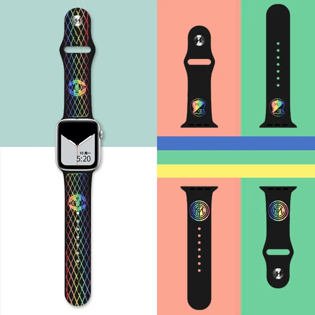 Двойной цвет лазерной гравировки Two Tone Радуга силиконовых наручных часов Apple Watch версии гравировка ремешок