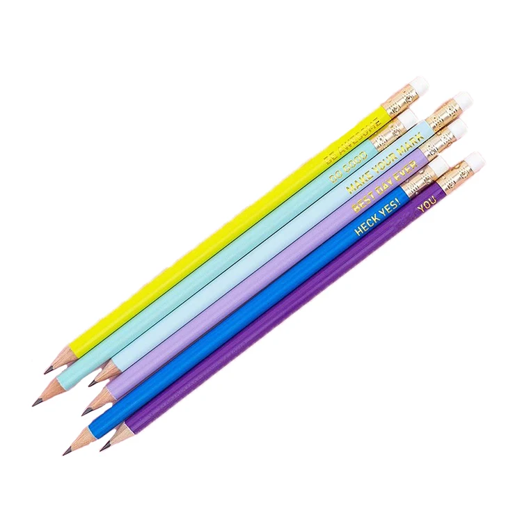 Best factory hot wholesale custom print text pencil set stationery school supplies standard HB 2B Wooden Pencils for children