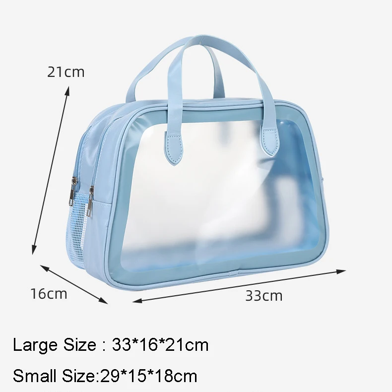 Travel Tote Makeup Wash Bags Printed Silicone Custom PVC/TPU Clear Zipper Custom Toiletry Waterproof Transparent Cosmetic Bag