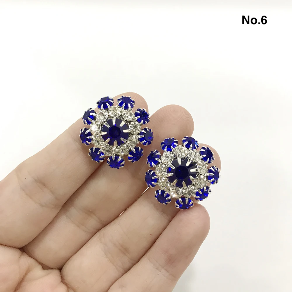 Elegant Decoration Accessories Vintage Glitter Diamond Colorful Flower Buttons for Clothing